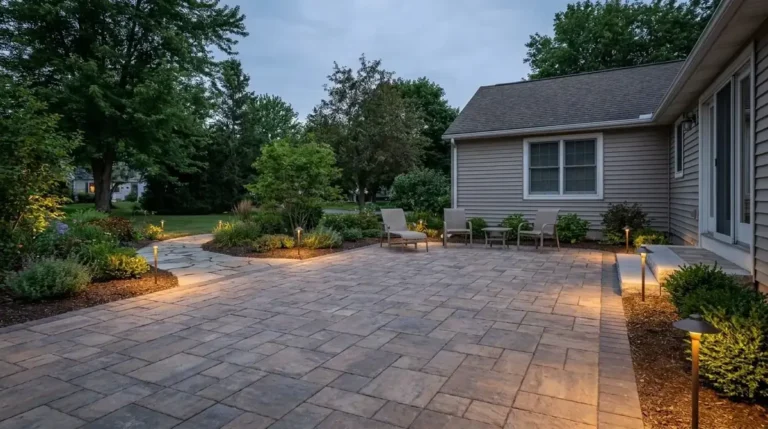 Low-voltage lighting at dusk